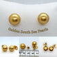 Natural Golden South Sea Pearl Earrings with 13mm Stones in Solid 14K Gold