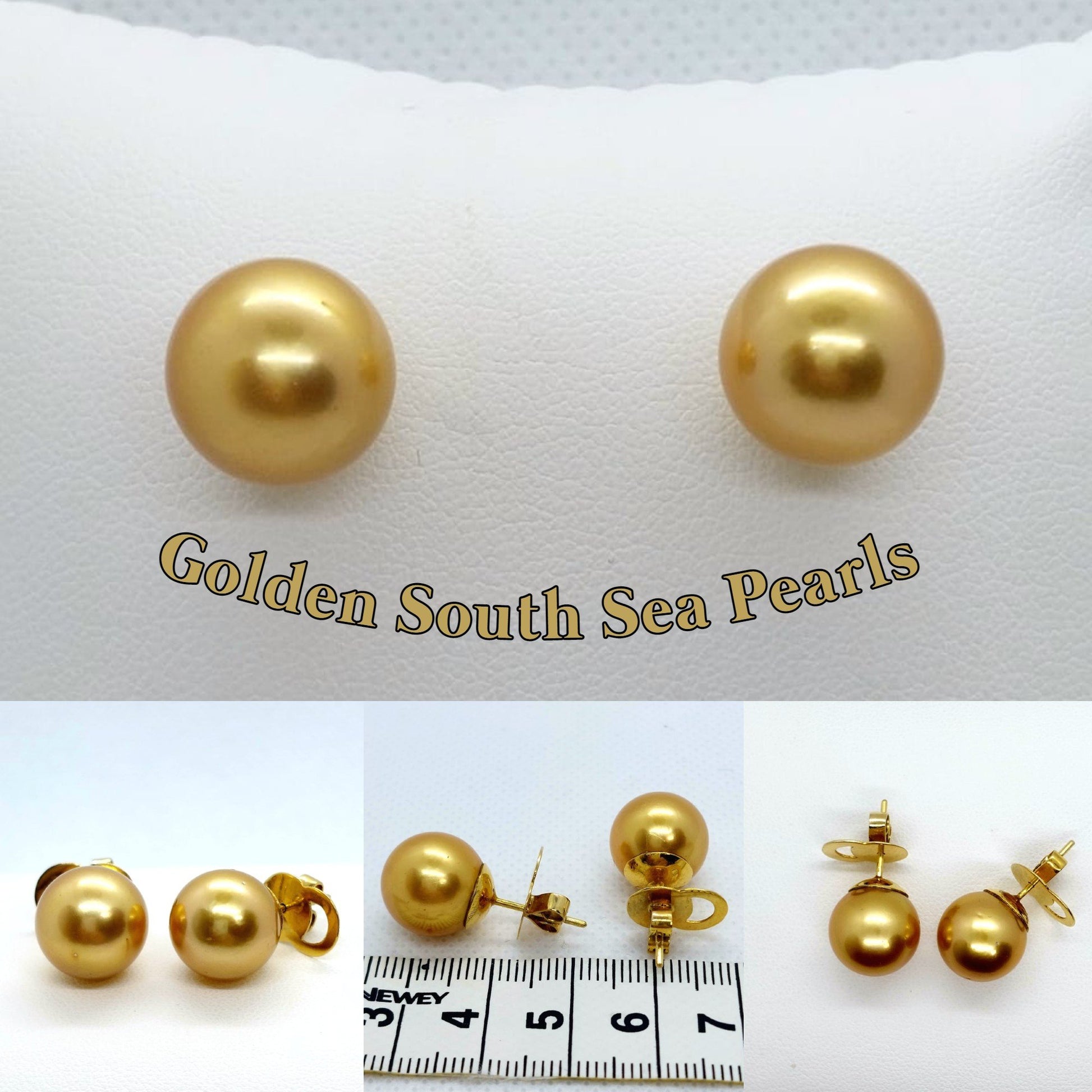 Natural South Sea Pearl Earrings - 13mm - 14K Gold – Jambo
