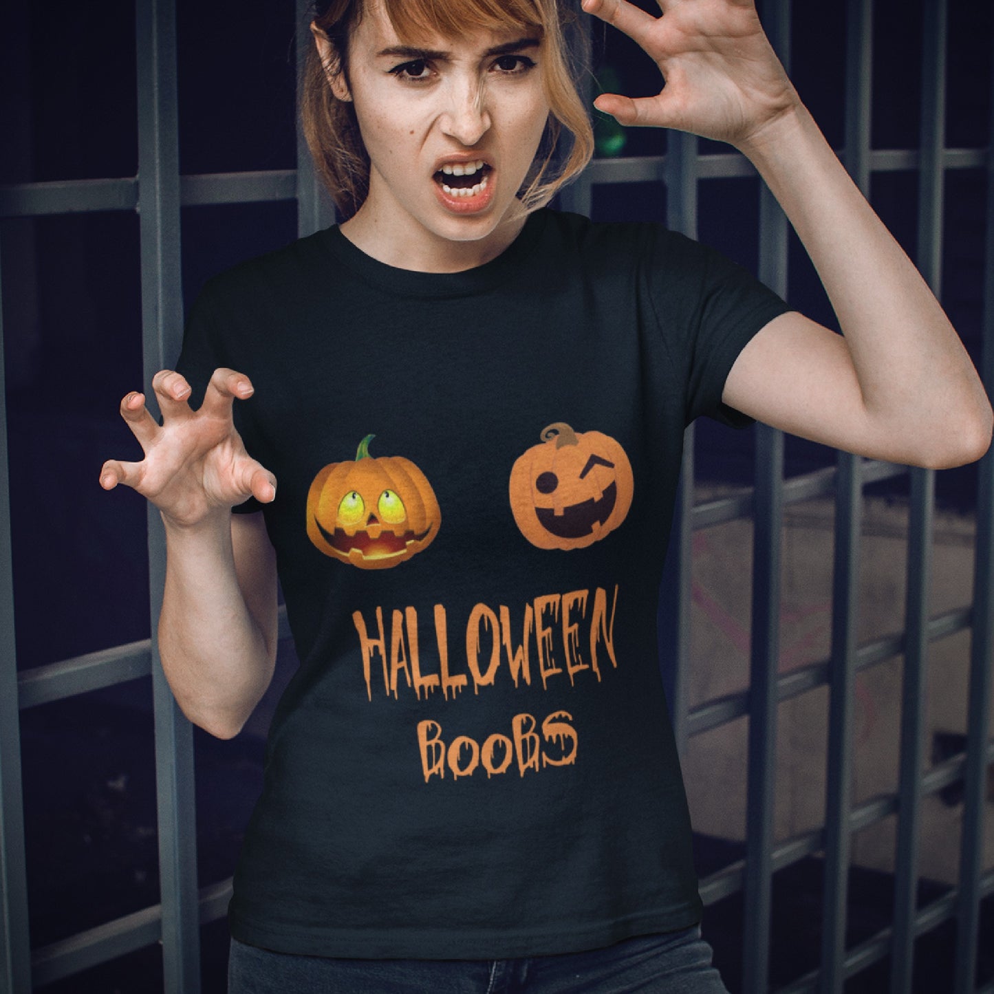 Pumpkin Halloween Boobs TShirt - Unisex - Halloween