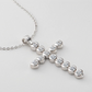 Sona Diamond Cross Pendant - Sterling Silver - Lab Created - Stainless Steel Chain Necklace