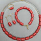 Natural Coral Jewelry Set in Solid 10K Gold