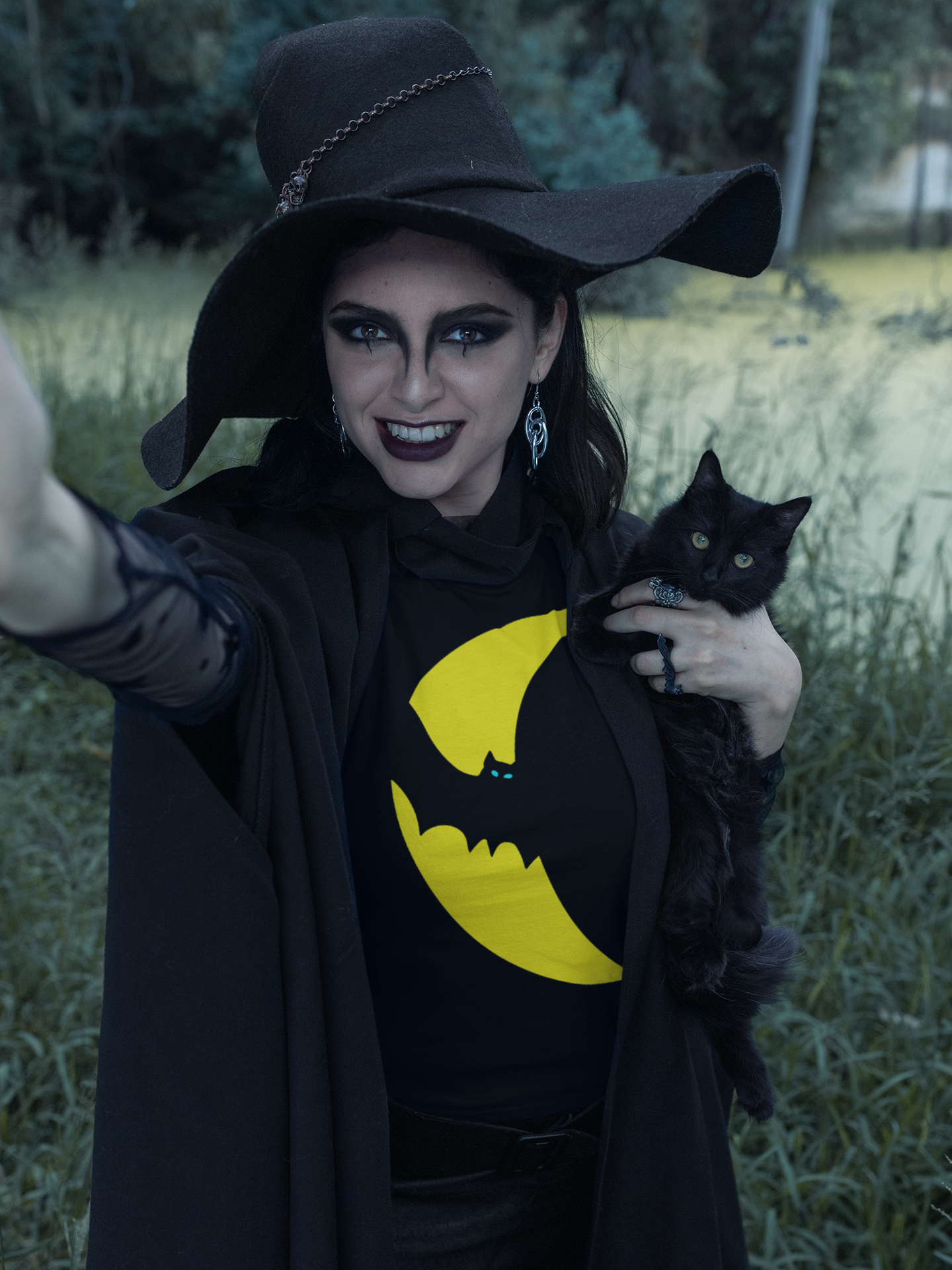 Moon with Bat TShirt - Unisex - Halloween